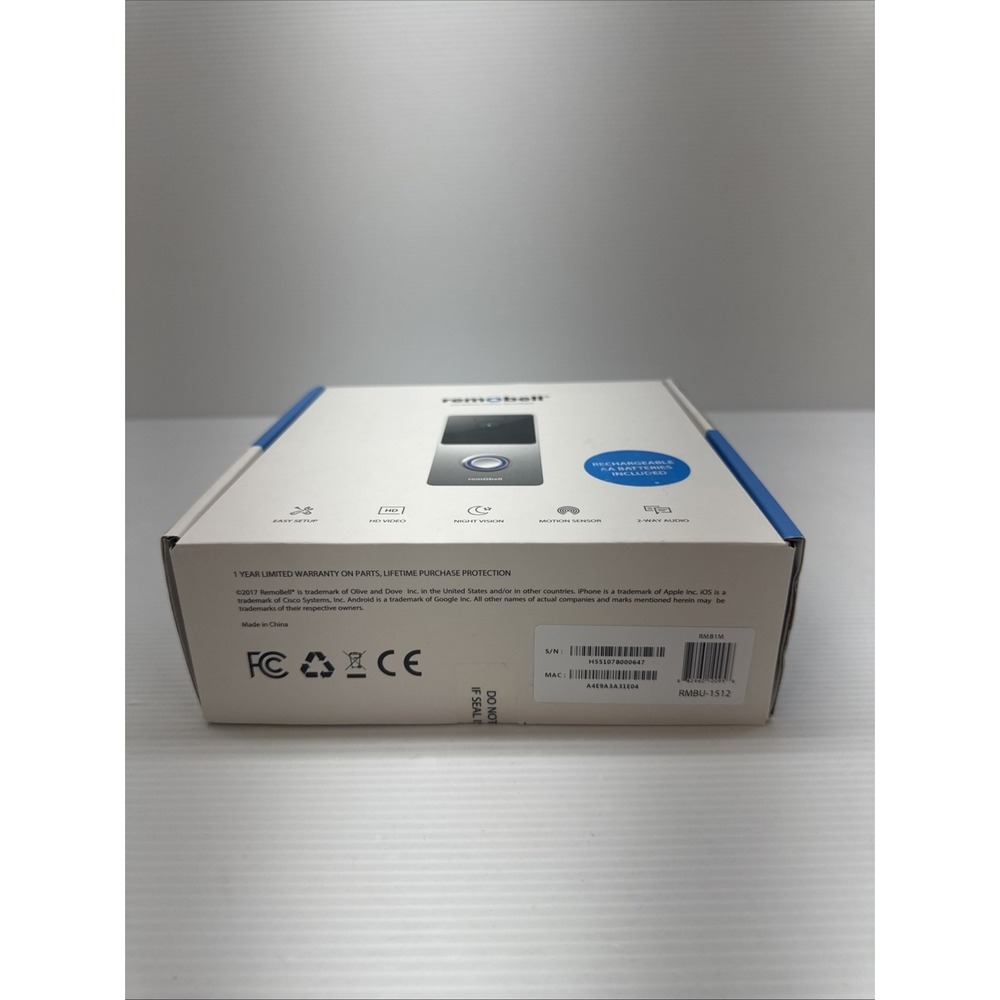 RemoBell Wireless Video Doorbell Wi-Fi Model RMB1M Smart Home Security New - Picture 2 of 6